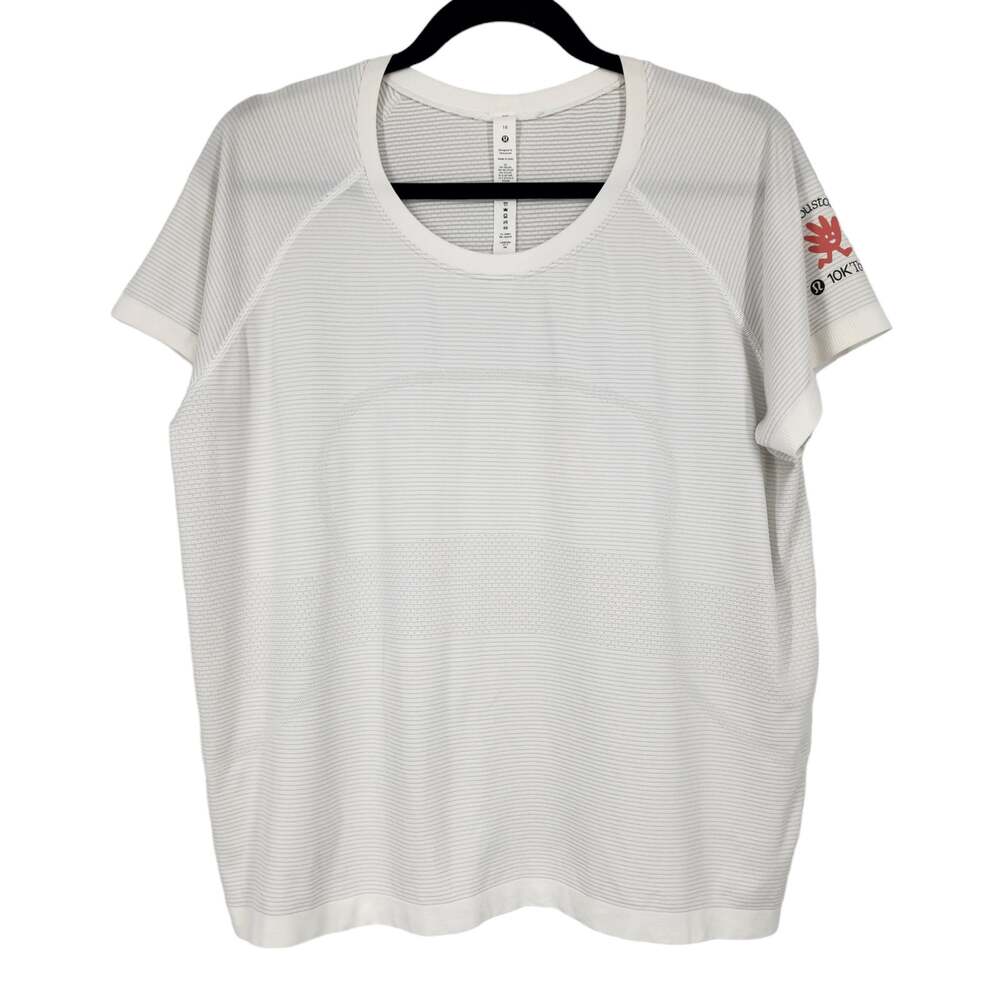 Lululemon White Short Sleeve 2022 Houston 10K Tour Women’s Swiftly Size 16